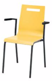 Stoel Oscar 4-poots, vierkant 20x20mm metalen frame, laminaat kuip, stapelbaar, met armleggers, in diverse uitvoeringen