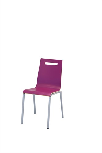 Stoel Oscar 4-poots, vierkant 20x20mm metalen frame, laminaat kuip, stapelbaar, in diverse uitvoeringen