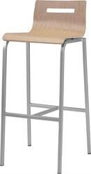 Barstoel Oscar 4-poots, vierkant 20x20mm, metalen frame, houten kuip, in diverse uitvoeringen