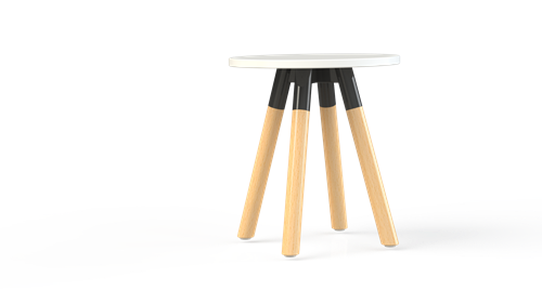 Bijzettafel Huislijn Corner rond, houten frame, vaste hoogte 42 cm, in diverse uitvoeringen en maten