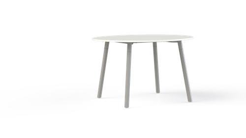 Vergadertafel Huislijn Corner rond 120 cm, metalen frame, vaste hoogte 75 cm, in diverse uitvoeringen
