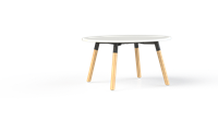 Vergadertafel Huislijn Corner rond 120 cm, houten frame, vaste hoogte 75 cm, in diverse uitvoeringen