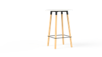 Hoge tafel Huislijn Corner rond 80 cm, massief beuken onderstel, vaste hoogte 110 cm, in diverse uitvoeringen