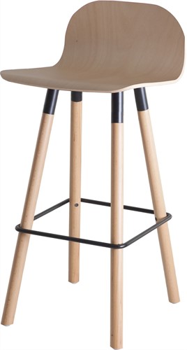 Barstoel Carvi 4-poots, houten frame, houten kuip, in diverse uitvoeringen