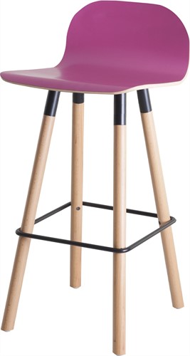 Barstoel Carvi 4-poots, houten frame, laminaatkleur kuip, in diverse uitvoeringen