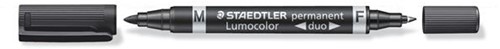 Viltstift Staedtler Lumocolor permanent duo 348 zwart