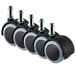 Wielen PROF. 50mm doorsnede, zacht t.b.v. harde vloer of stoelmat, set/5 