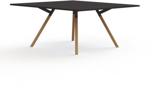 Bridge vergadertafel vierkant 140 x 140 cm, massief houten poten 30 x 50 mm, vaste hoogte 75 cm