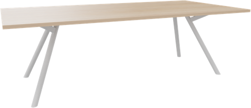 Bridge vergadertafel recht 200 x 100 cm, ronde poten Ø50 mm, vaste hoogte 75 cm