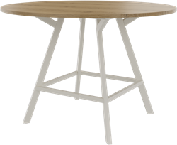 Bridge vergadertafel rond 140 cm doorsnede, rechthoekige poten 30 x 50 mm, vaste hoogte 90 cm