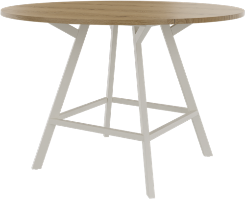 Bridge vergadertafel rond 140 cm doorsnede, rechthoekige poten 30 x 50 mm, vaste hoogte 90 cm