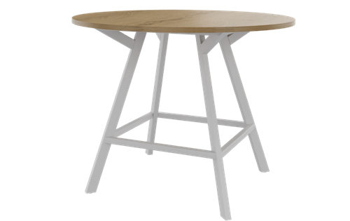 Bridge vergadertafel rond 120 cm doorsnede, rechthoekige poten 30 x 50 mm, vaste hoogte 90 cm