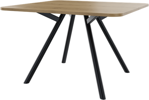 Bridge vergadertafel vierkant 140 x 140 cm met afgeronde hoeken, ronde poten Ø50 mm, hoogte 75 cm