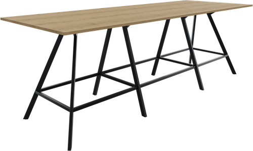 Bridge vergadertafel recht 360 x 120 cm (3x blad 120 x 120cm) rechthoekige poten vaste hoogte 110 cm