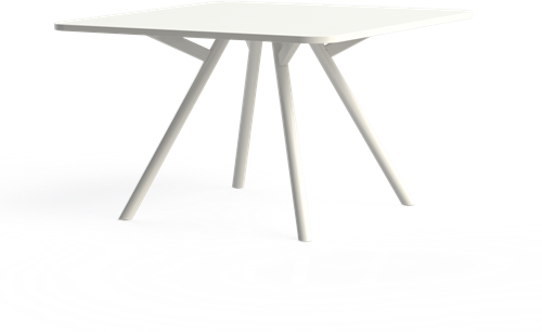 Bridge vergadertafel vierkant 120 x 120 cm met afgeronde hoeken, ronde poten Ø50 mm, hoogte 75 cm