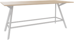 Bridge vergadertafel recht 200 x 100 cm, rechthoekige poten 30 x 50 mm, vaste hoogte 90 cm