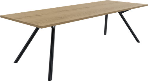 Bridge vergadertafel recht 240 x 80 cm, ronde poten Ø50 mm, vaste hoogte 75 cm