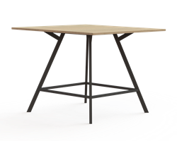 Bridge vergadertafel vierkant 140 x 140 cm, rechthoekige poten 30 x 50 mm, vaste hoogte 110 cm