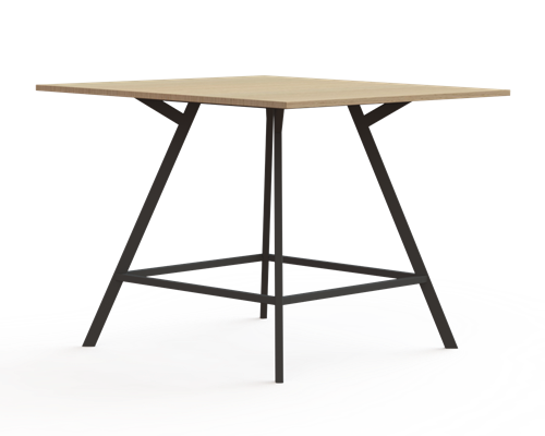 Bridge vergadertafel vierkant 140 x 140 cm, rechthoekige poten 30 x 50 mm, vaste hoogte 110 cm