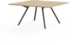 Bridge vergadertafel vierkant 160 x 160 cm met afgeronde hoeken, ronde poten Ø50 mm, hoogte 75 cm