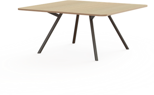 Bridge vergadertafel vierkant 160 x 160 cm met afgeronde hoeken, ronde poten Ø50 mm, hoogte 75 cm