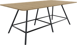 Bridge vergadertafel recht 320 x 160 cm met afgeronde hoeken, ronde poten Ø50 mm,vaste hoogte 110 cm