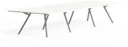 Bridge vergadertafel recht 480 x 160 cm met afgeronde hoeken, ronde poten Ø50 mm, vaste hoogte 75 cm