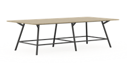 Bridge vergadertafel recht 320 x 160 cm met afgeronde hoeken, ronde poten Ø50 mm, vaste hoogte 90 cm
