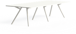 Bridge vergadertafel recht 360 x 120 cm met afgeronde hoeken, ronde poten Ø50 mm, vaste hoogte 75 cm