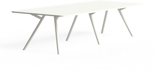 Bridge vergadertafel recht 360 x 120 cm met afgeronde hoeken, ronde poten Ø50 mm, vaste hoogte 75 cm