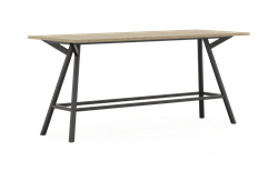 Bridge vergadertafel recht 200 x 60 cm, ronde poten Ø50 mm, vaste hoogte 90 cm