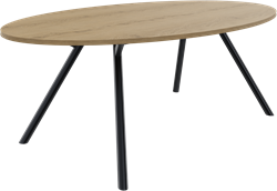 Bridge vergadertafel ellipsvorm 240 x 120 cm, ronde poten Ø50 mm, vaste hoogte 75 cm