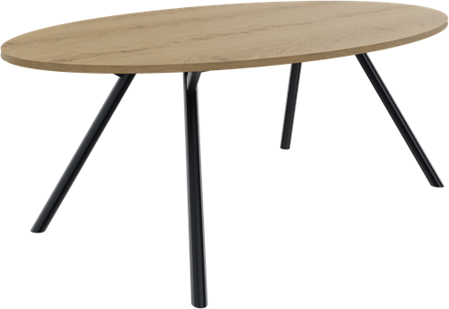 Bridge vergadertafel ellipsvorm 240 x 120 cm, ronde poten Ø50 mm, vaste hoogte 75 cm