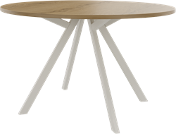 Bridge vergadertafel rond 140 cm doorsnede, rechthoekige poten 30 x 50 mm, vaste hoogte 75 cm