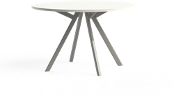 Bridge vergadertafel rond 120 cm doorsnede, rechthoekige poten 30 x 50 mm, vaste hoogte 75 cm