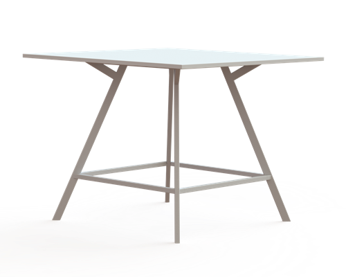 Bridge vergadertafel vierkant 160 x 160 cm, rechthoekige poten 30 x 50 mm, vaste hoogte 110 cm