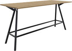 Bridge vergadertafel recht 240 x 100 cm, ronde poten Ø50 mm, vaste hoogte 110 cm