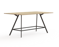 Bridge vergadertafel recht 240 x 100 cm, rechthoekige poten 30 x 50 mm, vaste hoogte 110 cm, frame zwart, blad eiken YT49A