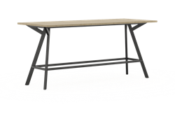 Bridge vergadertafel recht 200 x 60 cm, rechthoekige poten 30 x 50 mm, vaste hoogte 90 cm