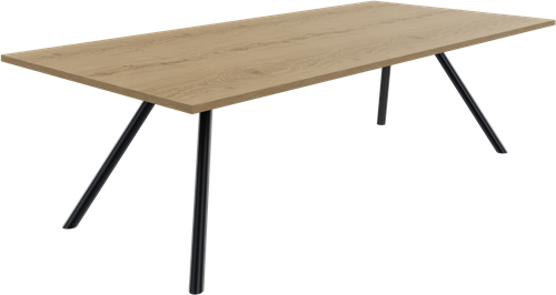 Bridge vergadertafel recht 240 x 100 cm, ronde poten Ø50 mm, vaste hoogte 75 cm