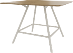 Bridge vergadertafel vierkant 160 x 160 cm met afgeronde hoeken, ronde poten Ø50 mm, hoogte 110 cm