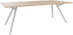 Bridge vergadertafel recht 180 x 90 cm, ronde poten Ø50 mm, vaste hoogte 75 cm