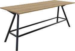 Bridge vergadertafel recht 240 x 90 cm, ronde poten Ø50 mm, vaste hoogte 90 cm