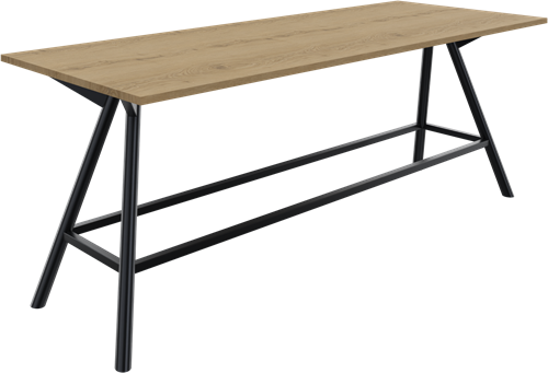 Bridge vergadertafel recht 240 x 90 cm, ronde poten Ø50 mm, vaste hoogte 90 cm