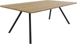 Bridge vergadertafel recht 240 x 120 cm met afgeronde hoeken, ronde poten Ø50 mm, vaste hoogte 75 cm