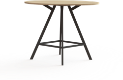Bridge vergadertafel rond 140 cm doorsnede, rechthoekige poten 30 x 50 mm, vaste hoogte 110 cm