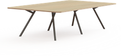 Bridge vergadertafel recht 320 x 160 cm met afgeronde hoeken, ronde poten Ø50 mm, vaste hoogte 75 cm