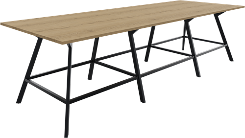 Bridge vergadertafel recht 360 x 120 cm (3x blad 120 x 120 cm) rechthoekige poten vaste hoogte 90 cm