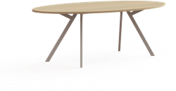 Bridge vergadertafel ellipsvorm 240 x 120 cm, rechthoekige poten 30 x 50 mm, vaste hoogte 75 cm