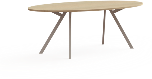 Bridge vergadertafel ellipsvorm 240 x 120 cm, rechthoekige poten 30 x 50 mm, vaste hoogte 75 cm